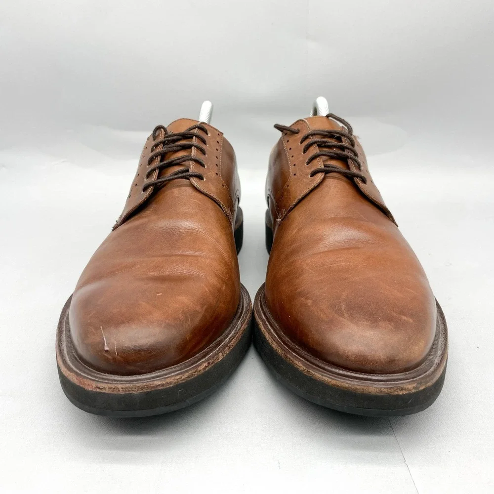 Allen Edmonds Brooklyn Light Derby Shoes Mens 10.5 Brown Leather Oxford Casual